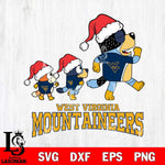 West Virginia Mountaineers Bluey Family Christmas Svg Eps Dxf Png File, Digital Download