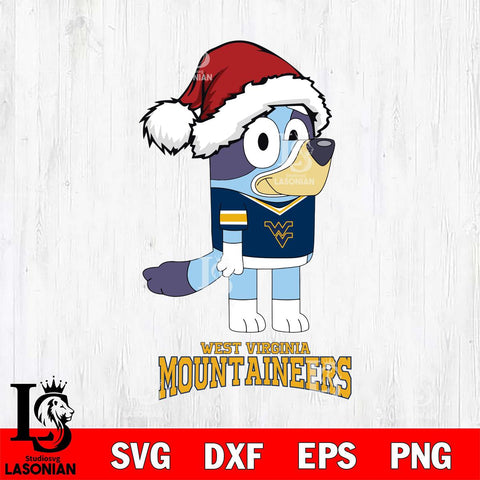 West Virginia Mountaineers Christmas Bluey Hat Cut Files,Bluey Cricut,Christmas Svg , Bluey svg , Digital Download, dxf eps png pdf file