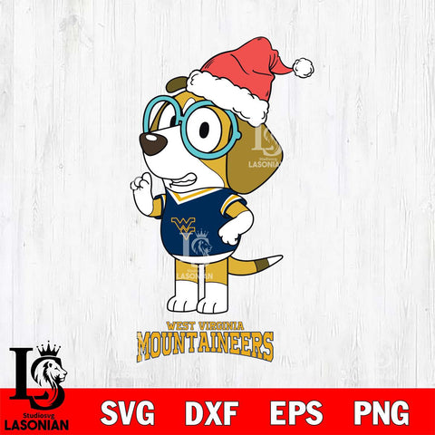 West Virginia Mountaineers Christmas Bluey Honey Sport Cut Files,Bluey Cricut,Christmas Svg , Bluey svg , Digital Download, dxf eps png pdf file