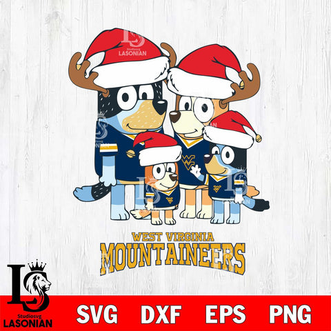 West Virginia Mountaineers Christmas Bluey Santa Family Cut Files,Bluey Cricut,Christmas Svg , Bluey svg , Digital Download, dxf eps png pdf file