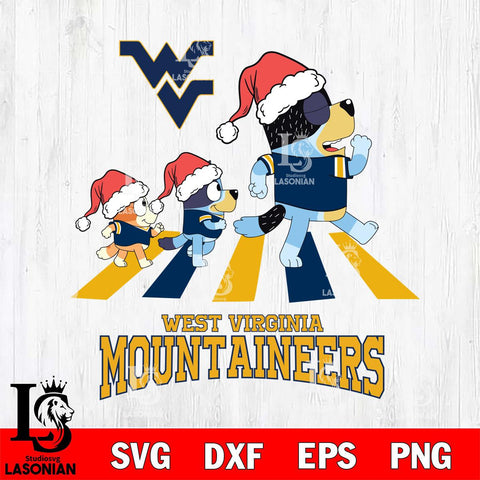 West Virginia Mountaineers Christmas Family Bluey Walking Cut Files,Bluey Cricut,Christmas Svg , Bluey svg , Digital Download, dxf eps png pdf file