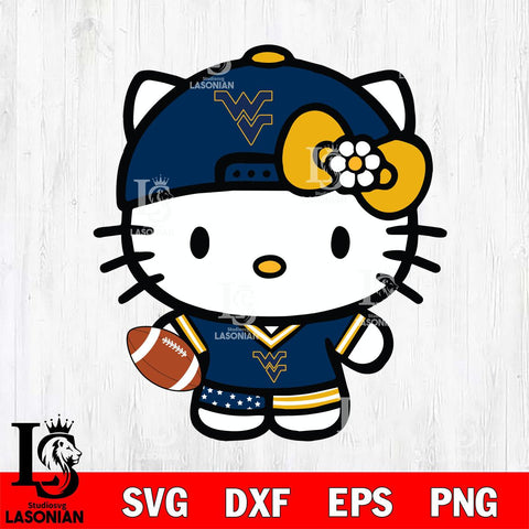 West Virginia Mountaineers Cute Hello Kitty Football 10 Svg Eps Dxf Png File, NCAA svg, Digital Download, Instant Download