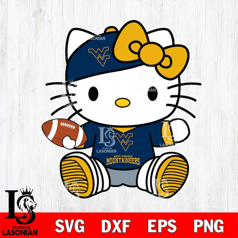 West Virginia Mountaineers Cute Hello Kitty Football 11 Svg Eps Dxf Png File, NCAA svg, Digital Download, Instant Download