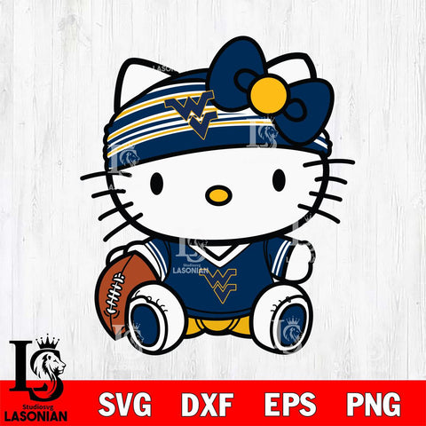 West Virginia Mountaineers Cute Hello Kitty Football 12 Svg Eps Dxf Png File, NCAA svg, Digital Download, Instant Download