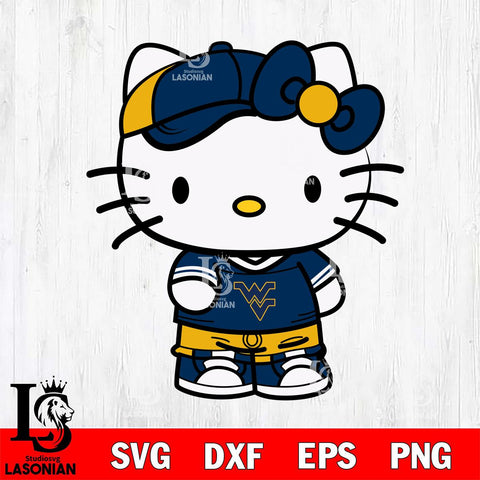 West Virginia Mountaineers Cute Hello Kitty Football 2 Svg Eps Dxf Png File, NCAA svg, Digital Download, Instant Download