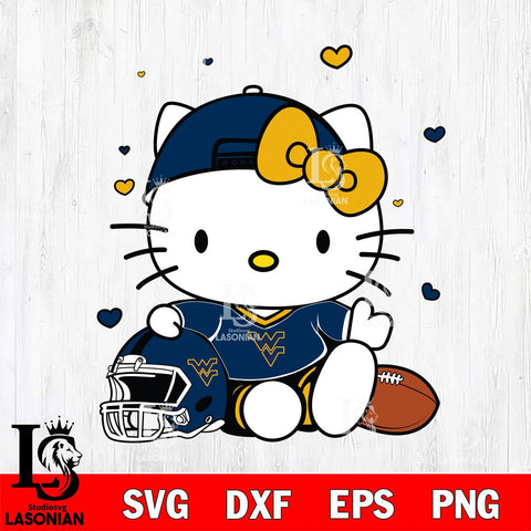 West Virginia Mountaineers Cute Hello Kitty Football Svg Eps Dxf Png File, NCAA svg, Digital Download, Instant Download