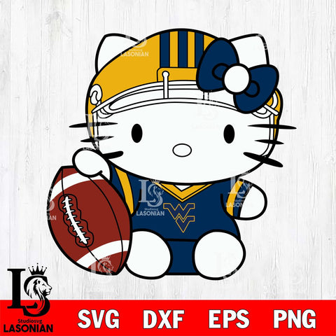 West Virginia Mountaineers Cute Hello Kitty Football 5 Svg Eps Dxf Png File, NCAA svg, Digital Download, Instant Download