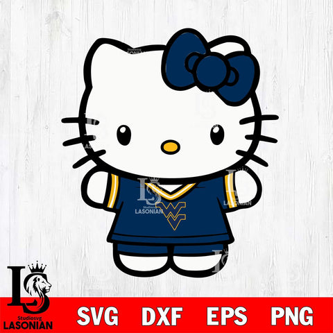 West Virginia Mountaineers Cute Hello Kitty Football 6 Svg Eps Dxf Png File, NCAA svg, Digital Download, Instant Download