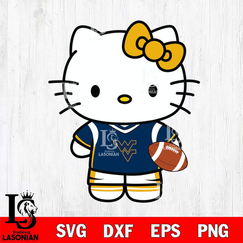 West Virginia Mountaineers Cute Hello Kitty Football 8 Svg Eps Dxf Png File, NCAA svg, Digital Download, Instant Download