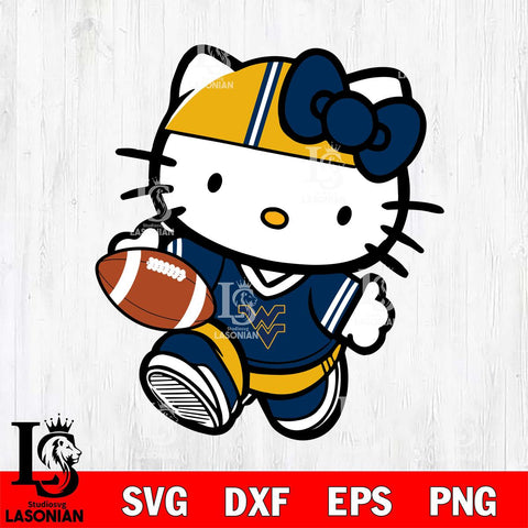 West Virginia Mountaineers Cute Hello Kitty Football 9 Svg Eps Dxf Png File, NCAA svg, Digital Download, Instant Download