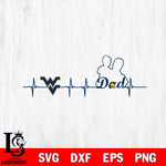 West Virginia Mountaineers Father Heart Beat Svg Eps Dxf Png File, Digital Download, Instant Download