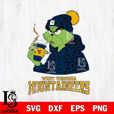 West Virginia Mountaineers Grinch Leopard Christmas Cut Files Cricut, Svg Dxf Eps Png file, Digital download , Silhouette