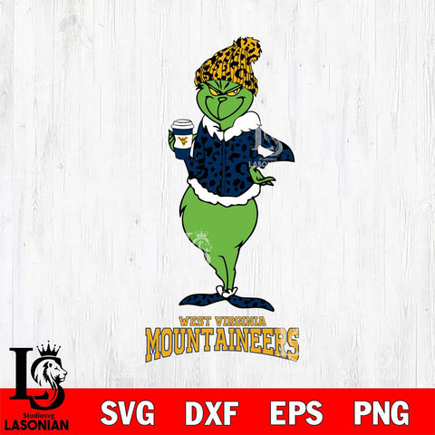 West Virginia Mountaineers Grinch Leopard Coffee Svg Eps Dxf Png File, Digital Download, Instant Download