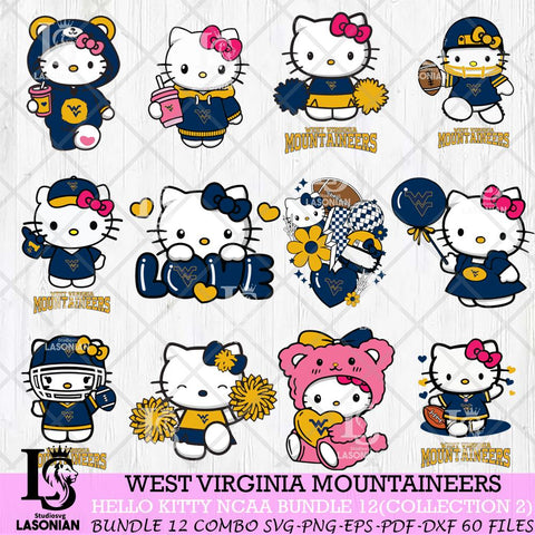 West Virginia Mountaineers Hello Kitty Bundle 12 SVG Svg Eps Dxf Png File, Digital Download, Instant Download