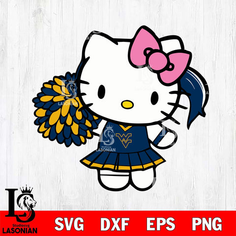 West Virginia Mountaineers Hello Kitty Cheerleader 12 Svg Eps Dxf Png File, Digital Download, Instant Download