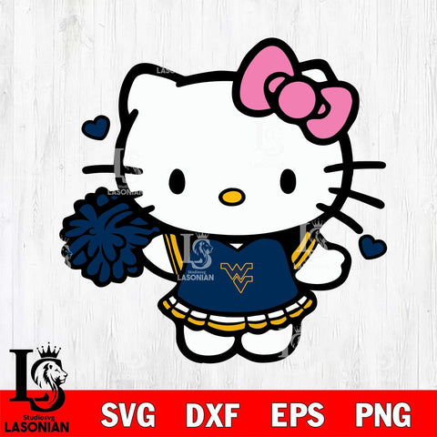 West Virginia Mountaineers Hello Kitty Cheerleader 6 Svg Eps Dxf Png File, Digital Download, Instant Download