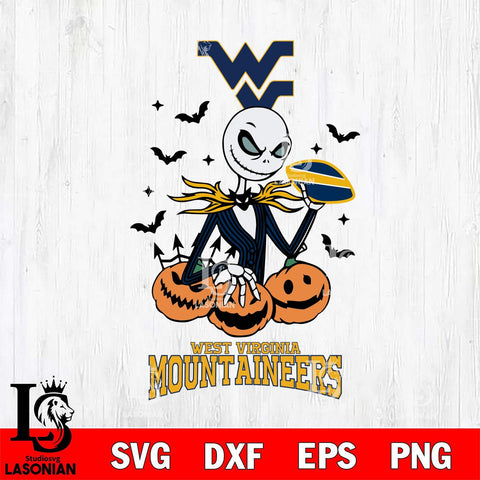 West Virginia Mountaineers Jack Skellington 2 halloween Svg Eps Dxf Png File, NCAA svg, Digital Download, Instant Download