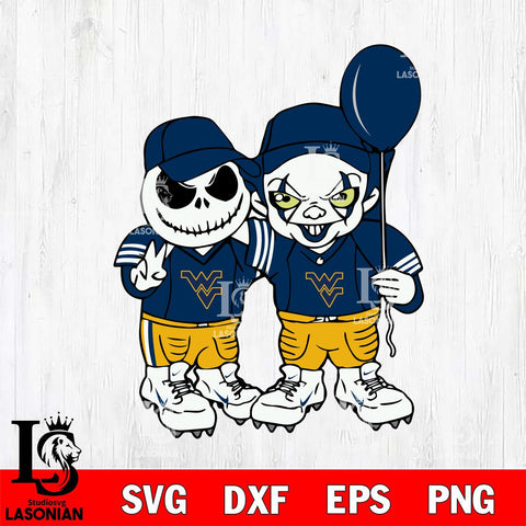 West Virginia Mountaineers Jack Skellington And Pennywise Football Svg Eps Dxf Png File, NCAA svg, Digital Download, Instant Download