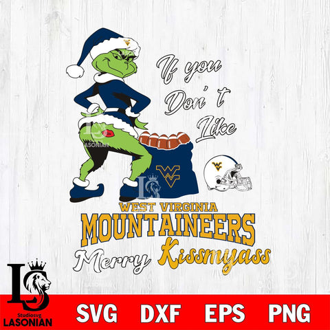 West Virginia Mountaineers Merry kissmyass grinch Svg Eps Dxf Png File,NCAA Svg Files,Digital Download,Sublimation,Instant Download