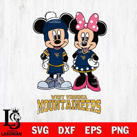 West Virginia Mountaineers Mickey Minnie Mouse Pink Svg Eps Dxf Png File, NCAA svg , File Cut , Digital Download , Instant Download, Cut Svg Files