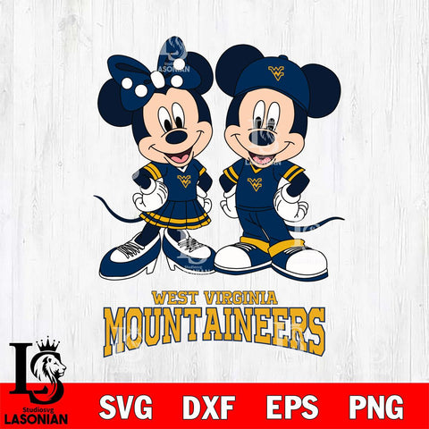 West Virginia Mountaineers Mickey Minnie Mouse rugby ball Svg Eps Dxf Png File, NCAA svg , File Cut , Digital Download , Instant Download, Cut Svg Files