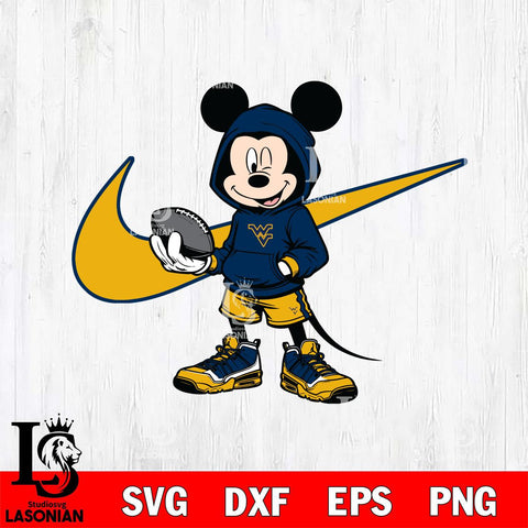 West Virginia Mountaineers Mickey Wearing Hoodie Sport Svg Eps Dxf Png File, NCAA svg, Digital Download, Instant Download