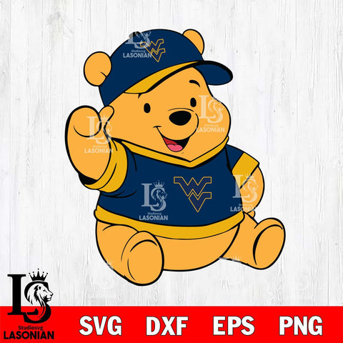 West Virginia Mountaineers Pooh Bear Svg Eps Dxf Png File, NCAA svg, Digital Download, Instant Download