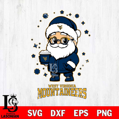 West Virginia Mountaineers Santa Claus Coffe Svg dxf eps png pdf file,NCAA svg,Digital Download,Cricut file