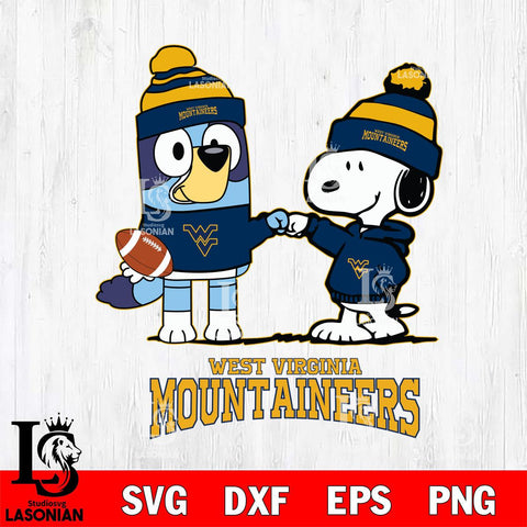 West Virginia Mountaineers Snoopy & Bluey Football Svg Eps Dxf Png File,NCAA Svg Files,Chill Guy svg ,Digital Download ,Instant Download, Cricut File