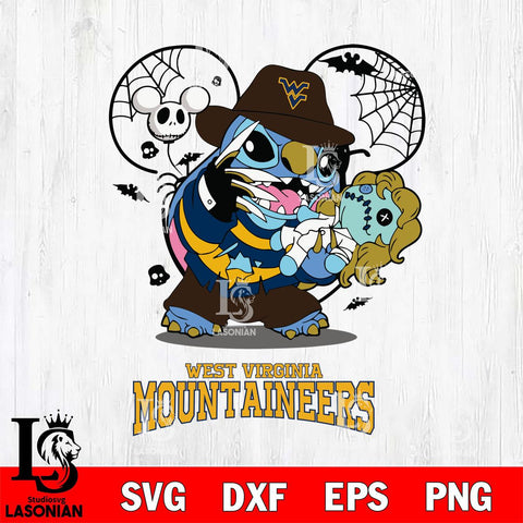 West Virginia Mountaineers Stitch Freddy Krueger Halloween Svg Eps Dxf Png File, Digital Download, Instant Download