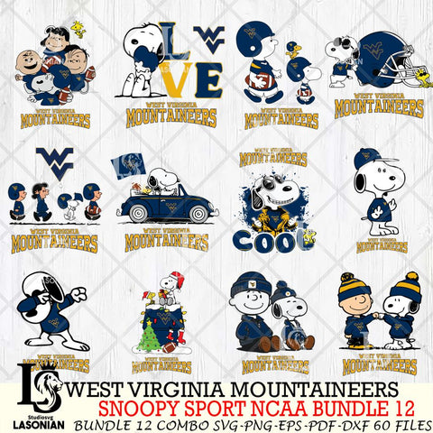 West Virginia Mountaineers  Snoopy NCAA Bundle 12 SVG Svg Eps Dxf Png File, Digital Download