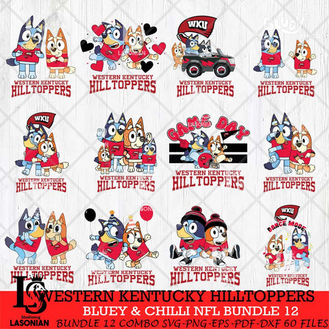 Western Kentucky Hilltoppers Bluey & Bingo Bundle 12 SVG Svg Eps Dxf Png File, Bundle NCAA svg, Digital Download, Instant Download