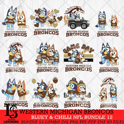 Western Michigan Broncos Bluey & Bingo Bundle 12 SVG Svg Eps Dxf Png File, Bundle NCAA svg, Digital Download, Instant Download