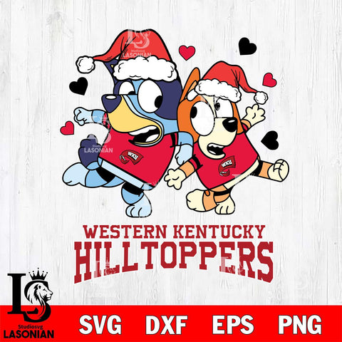 Western Kentucky Hilltoppers Bluey Christmas NFL Svg Eps Dxf Png File, Digital Download