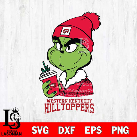 Western Kentucky Hilltoppers Boujee Grinch Christmas Cut Files Cricut, Svg Dxf Eps Png file, Digital download , Silhouette