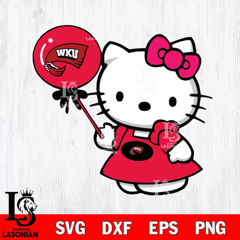 Western Kentucky Hilltoppers Cute Hello Kitty 2 Svg Eps Dxf Png File, Digital Download, Instant Download