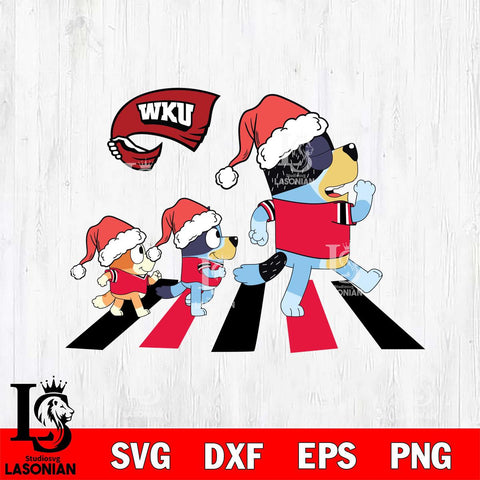 Western Kentucky Hilltoppers Family Bluey Walking Christmas Svg Eps Dxf Png File, Digital Download, Instant Download