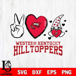 Western Kentucky Hilltoppers Gnomes Peace & Love Svg Eps Dxf Png File, Digital Download, Instant Download