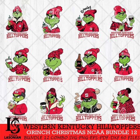 Western Kentucky Hilltoppers Grinch Christmas NCAA Bundle 12 Svg Eps Dxf Png File,Cricut files, Digital Download, Instant Download