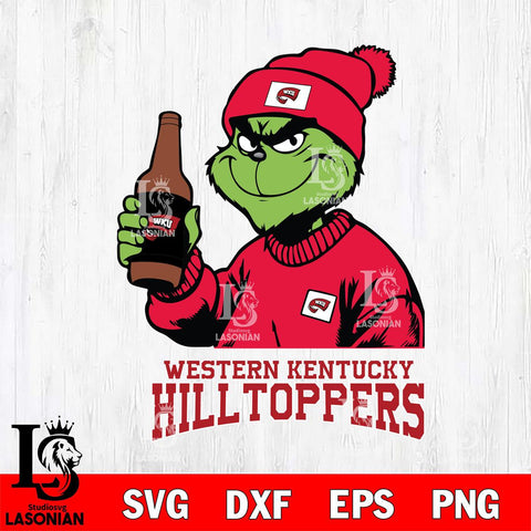 Western Kentucky Hilltoppers Grinch Drinking Beer Christmas Cut Files Cricut, Svg Dxf Eps Png file, Digital download , Silhouette