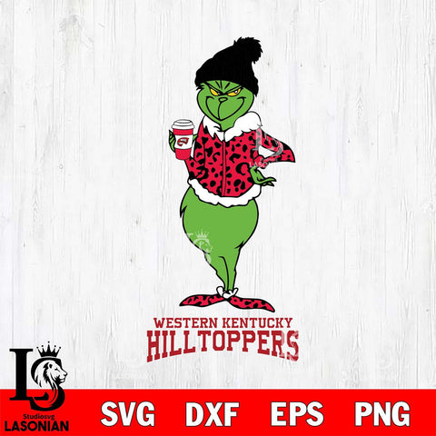 Western Kentucky Hilltoppers Grinch Leopard Coffee Svg Eps Dxf Png File, Digital Download, Instant Download