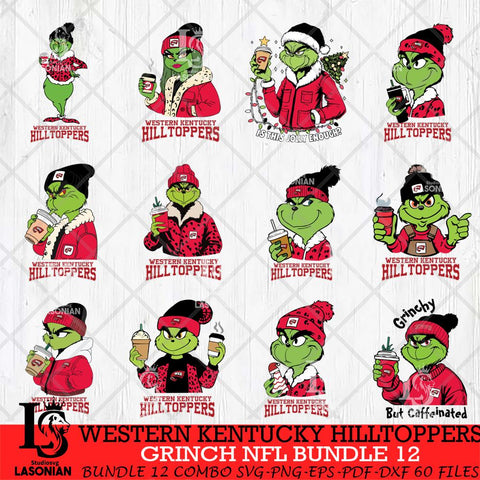 Western Kentucky Hilltoppers Grinch NFL Bundle 12 SVG Eps Dxf Png File, Digital Download, Instant Download