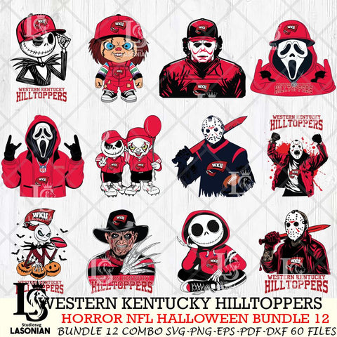 Western Kentucky Hilltoppers Halloween Bundle 12 SVG Svg Eps Dxf Png File, NCAA bundle svg, Digital Download, Instant Download