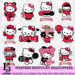 Western Kentucky Hilltoppers Hello Kitty Bundle 12 SVG Svg Eps Dxf Png File, Digital Download, Instant Download