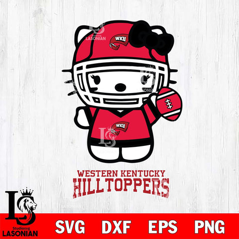 Western Kentucky Hilltoppers Hello Kitty NCAA 1 Svg Eps Dxf Png File, Digital Download, Instant Download