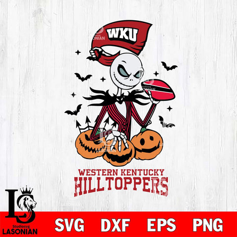 Western Kentucky Hilltoppers Jack Skellington 2 halloween Svg Eps Dxf Png File, NCAA svg, Digital Download, Instant Download