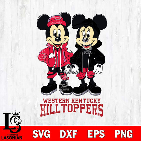 Western Kentucky Hilltoppers Mickey Minnie Mouse Football Svg Eps Dxf Png File, NCAA svg , File Cut , Digital Download , Instant Download, Cut Svg Files