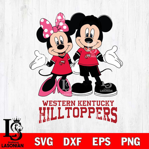 Western Kentucky Hilltoppers Mickey Minnie Mouse Sport Svg Eps Dxf Png File, NCAA svg , File Cut , Digital Download , Instant Download, Cut Svg Files