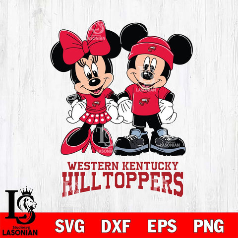 Western Kentucky Hilltoppers Mickey Minnie Rugby ball Svg Eps Dxf Png File, NCAA svg , File Cut , Digital Download , Instant Download, Cut Svg Files