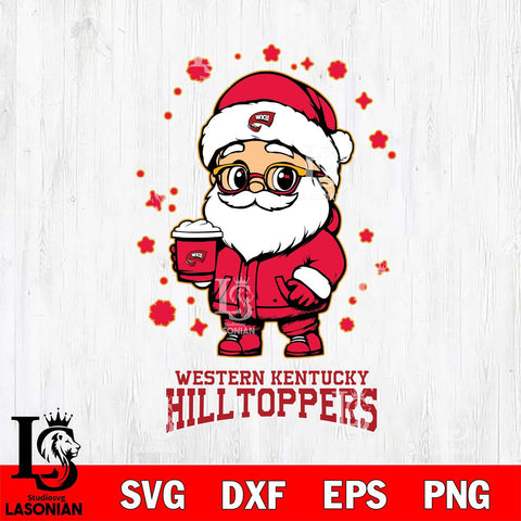 Western Kentucky Hilltoppers Santa Claus Coffe Svg dxf eps png pdf file,NCAA svg,Digital Download,Cricut file